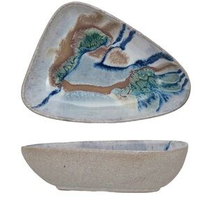 Abstract Ceramic Art Bowl - Blue and Brown